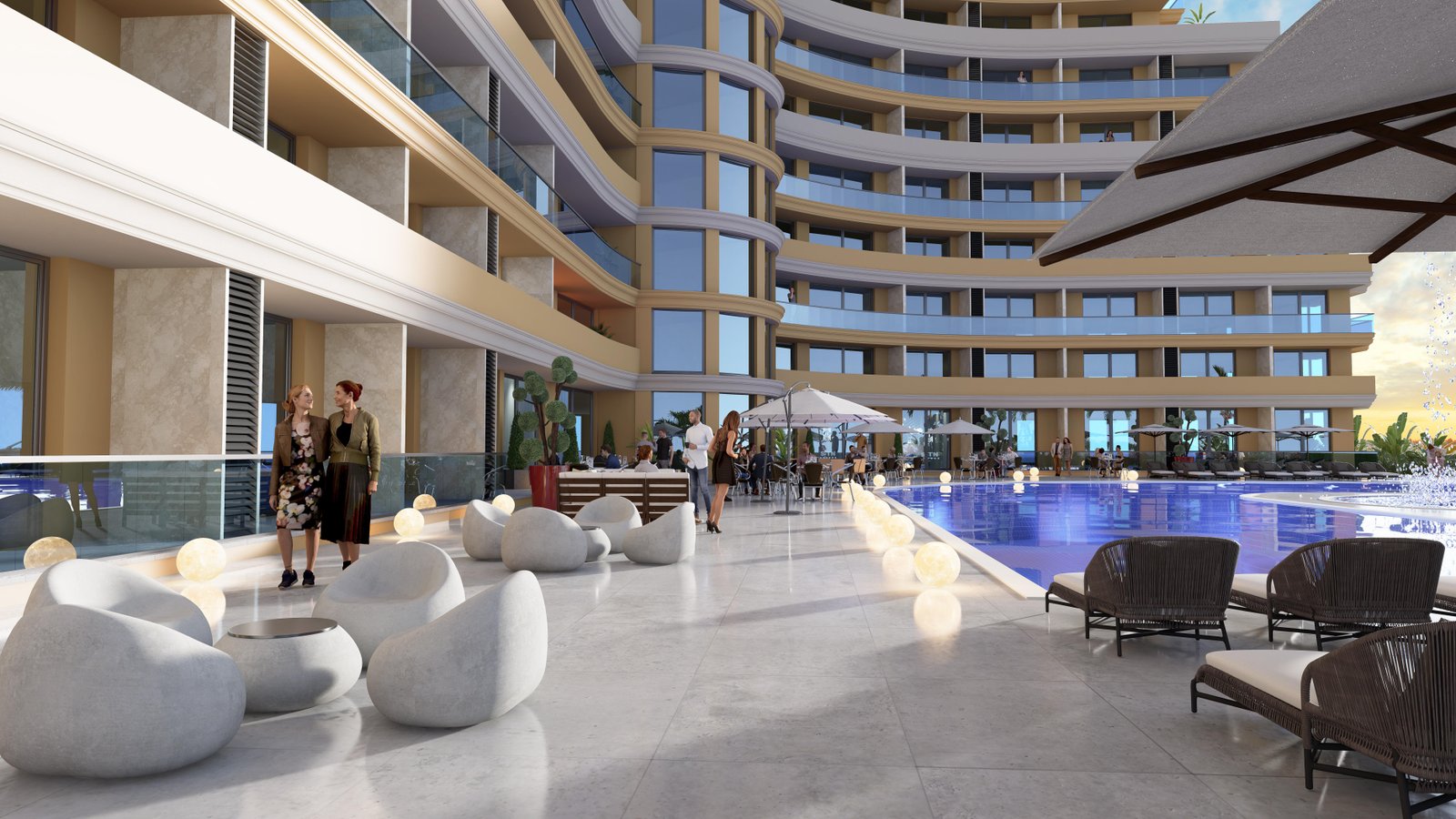 1+1 APARTMENT FOR SALE – ISKELE LONG BEACH – SPACIOUS BALCONY, SEA VIEW, CENTRAL LOCATION